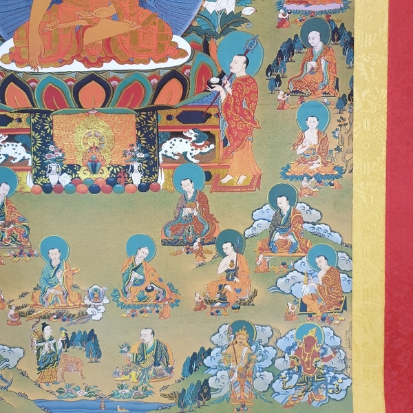 Tranh Thangka Phật A Di Đà Cõi Cực Lạc_120x80xm